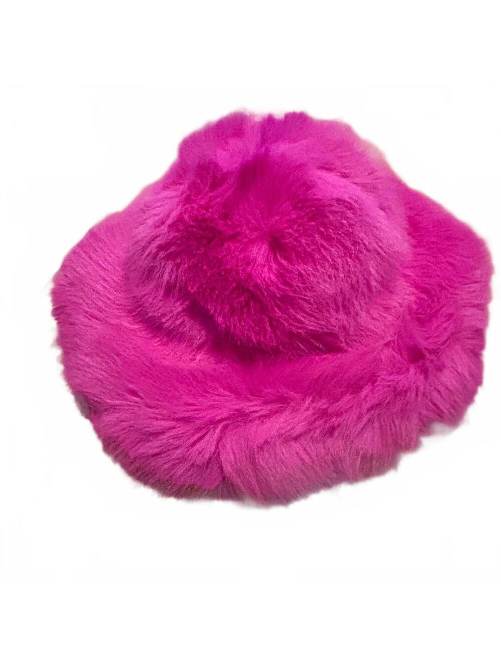 Akira Faux Fur Hot Pink Bucket Hat